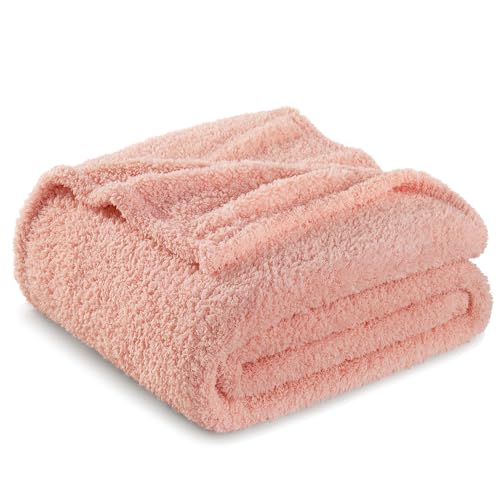 Exclusivo Mezcla Kuscheldecke Fleecedecke für Sofa, Weiche, Warme & Flauschige Decke Sofadecke Wohndecke für Ganzjahreszeit, 150 x 200 cm, Hellrosa