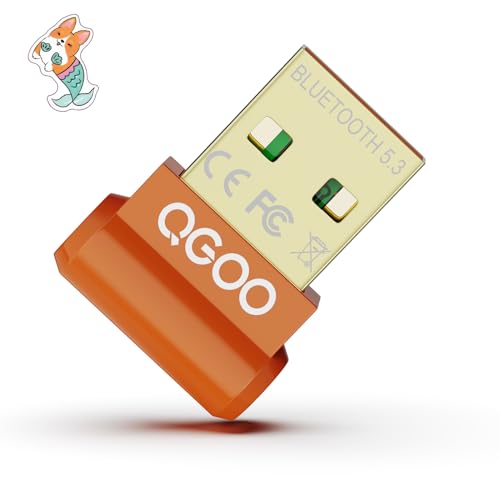 USB Bluetooth Adapter for PC - QGOO Bluetooth Dongle 5.3 EDR, Wireless Bluetooth Receiver for Desktop Computer Laptop Bluetooth Windows 8.1/10/11?orange-238?