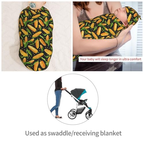 Image of Painting Corn Newborn Swaddle Blankets Hat Sets Soft Baby Receiving Blanket Swaddle Sack for Baby Shower Infant Boy Girl Gift