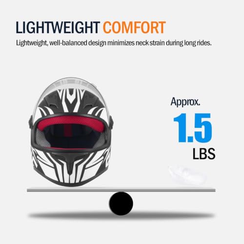 Image of Kids Motorcycle Helmet Full Face DOT Approved | Lightweight Child ATV Electric Dirt Bike Go-Kart Quad 4-Wheeler Mini Motorcycle Street Racing Helmet for Boy Girl Age 5-10