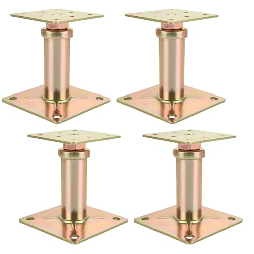 Image of 4Pcs Adjustable Support Jack, 4.3 inch-6.5 inch Adjustable Jacks Post, Mini Screw Jack Floor Jack for Stairs, Porches, Roof Beams, Galvanized