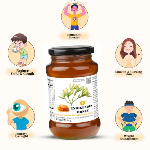 Image of INDIGENOUS HONEY Pure Rosewood Shisham Honey Raw Organic 17.64 oz Glass Jar