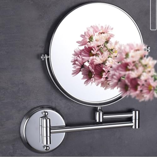 Image of Brass Dual Side Round Mirror for Bathroom 360 Swivel with Zoom View | Magnifying Shaving Makeup Vanity Mirror Wall Mounted | (Chrome)