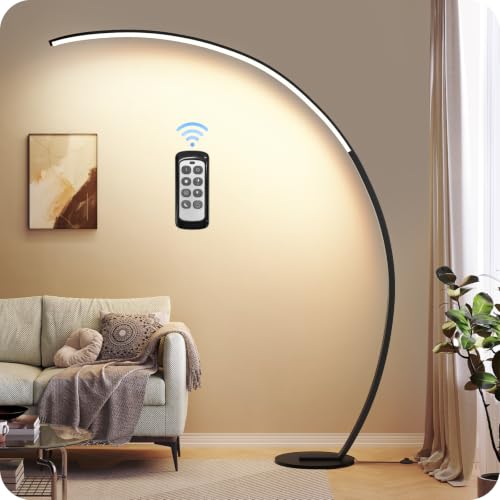 75" Dimmable Arc Floor Lamp with Remote & Foot Switch,LED Corner Floor Lamp