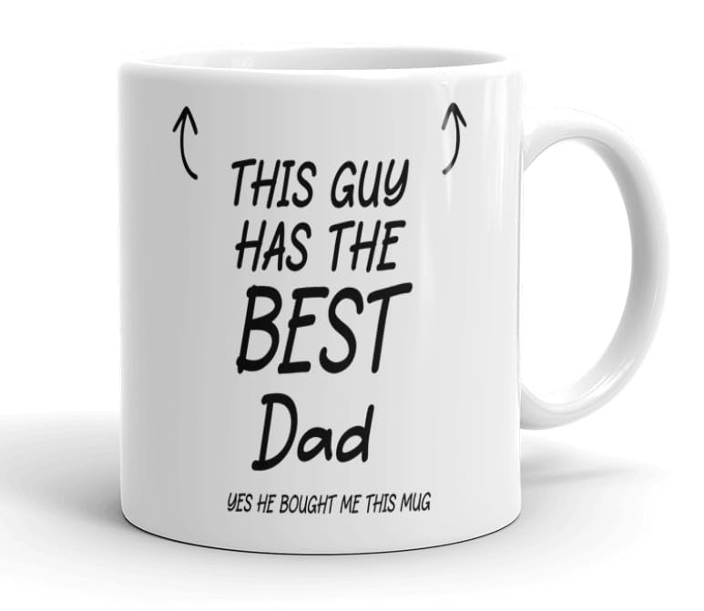 VIROSA Funny Dad Mug – “This Guy Has The Best Dad… Yes, He Bought Him This Mug” – Gift for Father’s Day, Birthday or Xmas – 11oz Ceramic Coffee Cup – Present — image 1