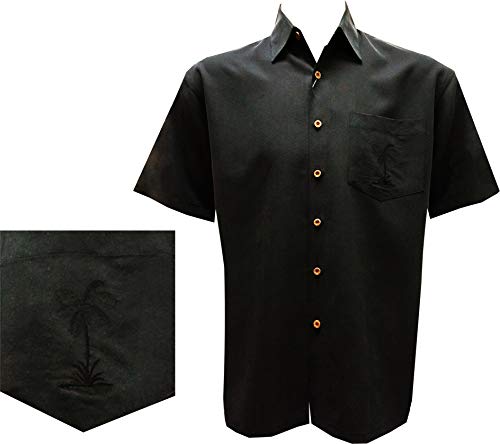Bamboo Cay Men's Embroidered Palm Tree Hawaiian Shirt Short Sleeve Casual Camp Shirt3