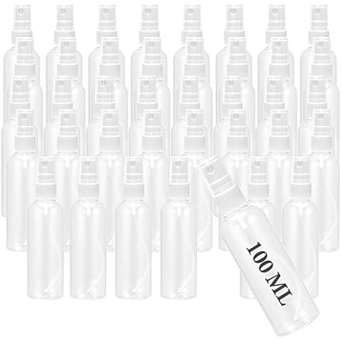 ZEONHEI 40 Pieces 100ml Spray Bottle, Portable Clear Empty Fine Mist Sprayer Container Set, Plastic Refillable Spray Bottle for Travel Cover