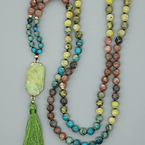 Collar con colgante de piedra natural australiana verde limón para mujer, 108 cuentas, collar de cuentas Mala, envío directo para hombres