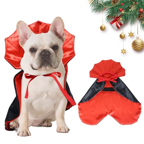 ROSAUI Weihnachten Hundekostüm Umhang, Rot-Schwarzes Cape für Hunde & Katzen, Festliches Weihnachts Outfit für Fotos, Party & Geschenk, Bequeme Haustier Verkleidung für Winter