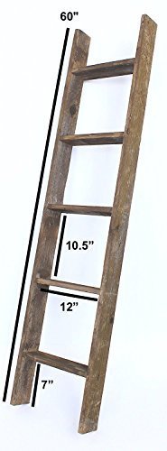 BarnwoodUSA Rustic 5 Foot Decorative Wooden Display Ladder - 100% Reclaimed Wood, Brown