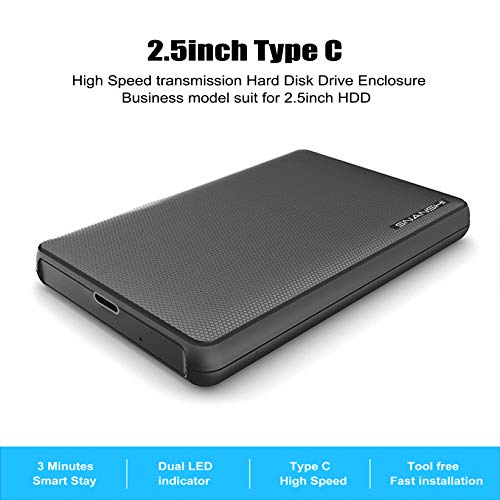 USB C External Hard Drive Enclosure, SNANSHI 2.5\" Hard Drive Enclosure USB C 3.1 to SATA III 5Gbps for 2.5\" SATA SSD HDD 9.5mm 7mm Hard Drive Case Housing with UASP, Tool-Free Design