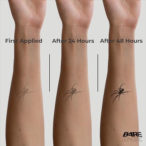 Image of Spider Semi-Permanent Tattoo for Men & Women | Minimalist Insect Design | Plant-Based Ink | Waterproof & Sweatproof | Gothic Aesthetic Fake Tattoo | Pain-Free | Lasts 7 -14 Days | Arm Wrist XL