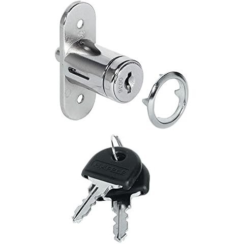 Gedotec Schrankschloss Schiebetür Druckzylinder gleichschließend Möbel-Zylinder H6108 für Schiebetüren & Vitrinenschränke | Stahl vernickelt matt Cover