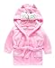 Toddler Kids Cartoon Hooded Plush Robe Animal Pajamas Fleece Bathrobe Children Sleepwear (3T, Cat)