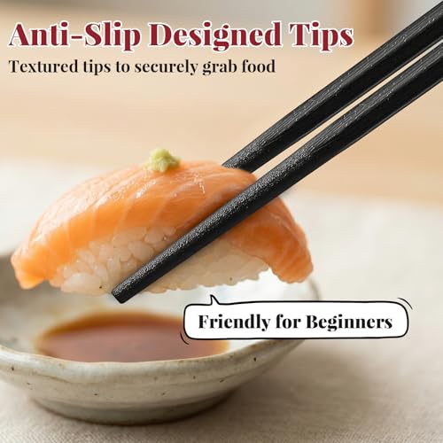 Image of HIWARE 10 Pairs Fiberglass Chopsticks - Reusable Chopsticks Japanese Style Dishwasher Safe, 9 1 /2 Inches