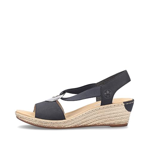 Image of Rieker 624H6 Fanni Women's Wedge Sandals - Lightweight, Comfortable and Supportive - Slip On Sandals with Cushioned Insole and High Wedge for Everyday Stylish Wear