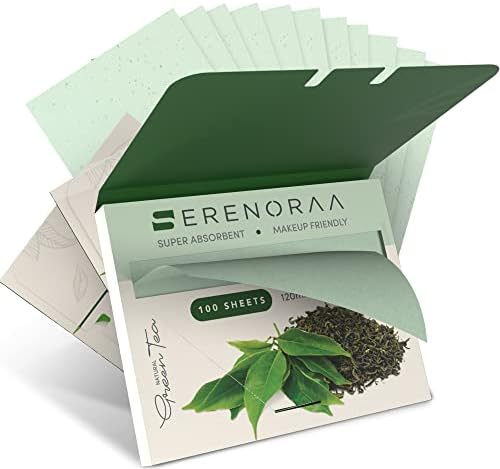 Premium Natural Green Tea Oil Blotting Sheets for Face - 3x100 Sheets with Extra Large 5x3" Thick Blotting Paper for Oily Skin - Dispensable Portable Pack - Reduce Skin Acne - Makeup Friendly