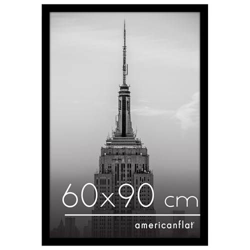 Americanflat Cadre Photo 60x90 cm en Noir - Bois D'ingénierie avec Verre Résistant aux Chocs et Matériel de Suspension - Formats Horizontaux et Verticaux pour Mur
