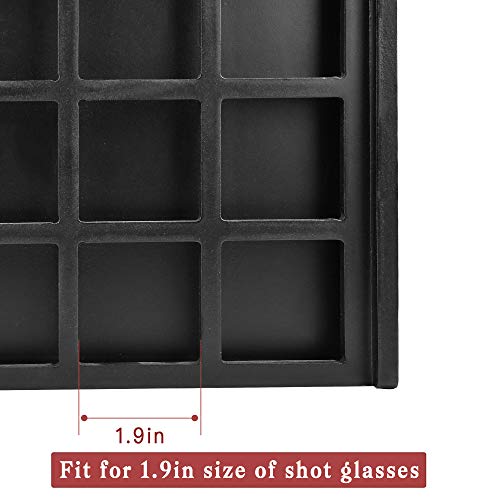 Shot Glass Holder, 12 Storage Holes Party Server Vintage Black Wood Shot Glass Tray (Shot Glass Not Included) #TOP2