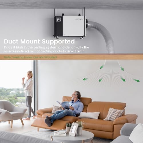Image of Waykar 125 Pint Crawl Space Dehumidifier with Drain Hose for Basements, Commercial & Water Damage Spaces up to 6500 Sq. Ft., Compact, Strong Dehumidification, 5-Year Quality Coverage