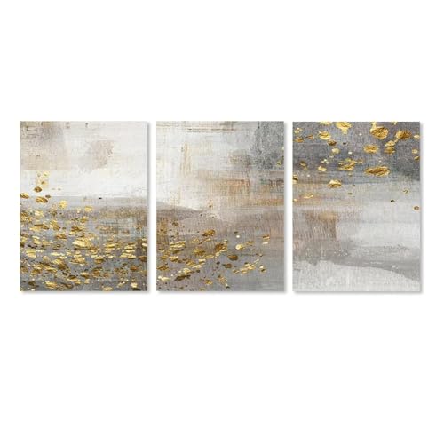 Peinture sur toile texturée or haut de gamme triptyque cadre interne