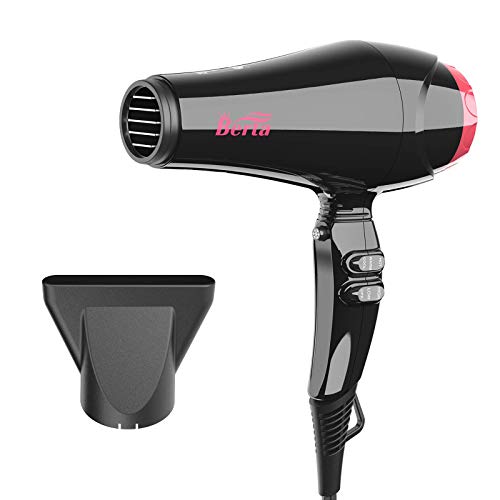 Professional Ionic Salon Hair Dryer, Powerful 1875 watt Ceramic Tourmaline Blow Dryer, AC Motor Ion quiet Hairdryer with Concentrator Nozzle Attachments Black