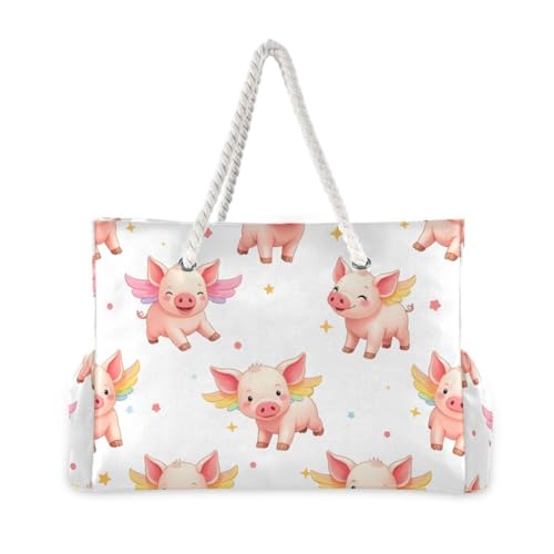 susiyo Cute Piglets Beach Bags for Women Large Travel Tote Bag Waterproof Sandproof Lightweight Swim Pool Bag for Family Outdoor2