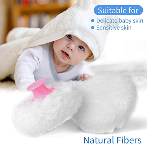 Baby-Puderquasten, Kosmetikpuder-Quasten, Kit mit Behältern, Blau und Rosa, 2 Stück