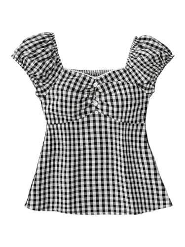 Amazon.com: SOLY HUX Girl's Gingham Tops Y2K Cute Blouse Summer