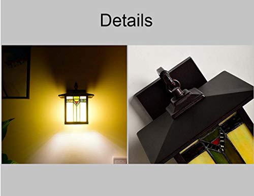 Tiffany Style Outdoor Wall Lights Stained Glass Corridor Wall Lamp Vintage Outdoor Balcony Aisle Hallway Wall Sconce Lighting,E27,110-240V(182023Cm) #TOP4