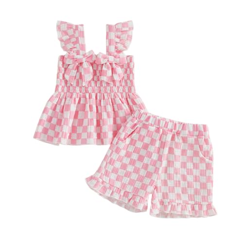 Image of Little Toddler Kids Girl Clothes Set 1-8 Years Summer Outfits Solid Color Tank Tops & Shorts