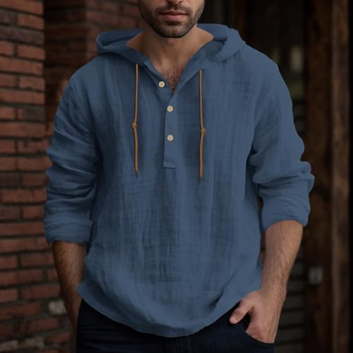 Mens Solid Color Casual Button Hooded Shirt Top Hooded Shirt Polo Shirts for Men3
