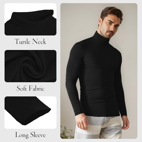 Men Casual Turtleneck Slim Fit Basic Tops Lightweight Thin Pullover Sweater Long Sleeve Underwear Male Blouse T-Shirt4
