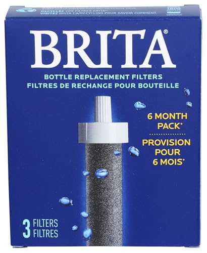 Brita Water Bottle Replacement Filters, BPA-Free, Replaces 1,800 Plastic Water Bottles a Year, Lasts Two Months or 40 Gallons, Includes 3 Filters