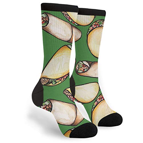 Taco Burrito Pattern Novelty Socks For Women & Men One Size - Gifts