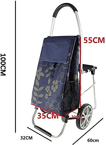 QHYTL Einkaufstrolley Multifunktions-Einkaufswagen Faltbarer Trolley Mit Tragehocker Tragbarer Taschenkörper, Der Mehr… – Bild 3