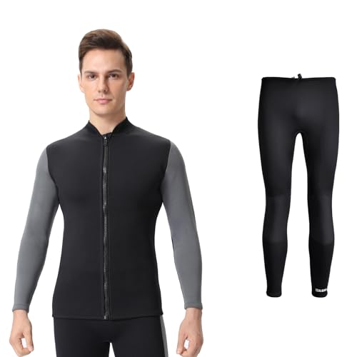Chaqueta de traje de neopreno para hombre de 3mm con pantalones de 3mm, manga larga, para natación, surf, buceo y snorkel miniatura 1