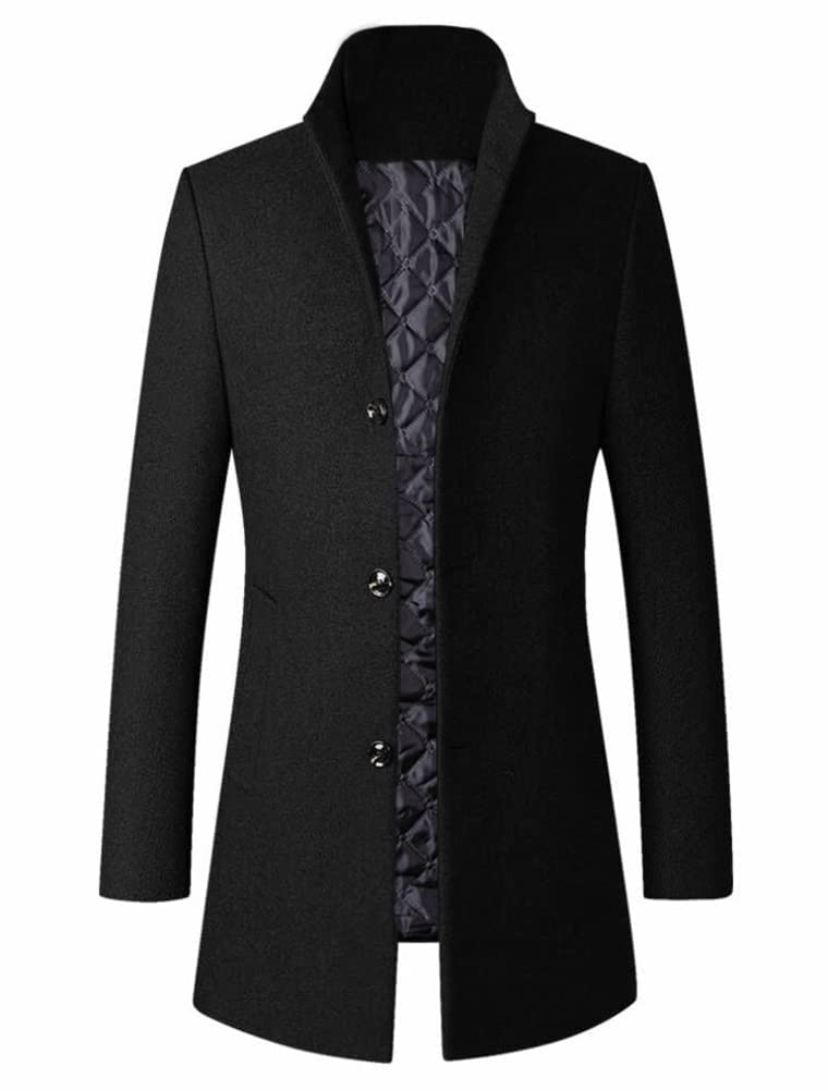 FTCayanz Cappotto da uomo in misto lana slim fit top coat monopetto cappotto da lavoro