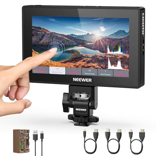Image of NEEWER 5.5 inch Camera Field Monitor, 2000nit HD 1920x1080 IPS Touch Screen, 4K HDMI Loop in /Out with 3D LUT Peak Focus DSLR Video Assist HDR Waveform, 5200mAh F750 Battery, DC7-24V /Type C 5V In, F500 PRO