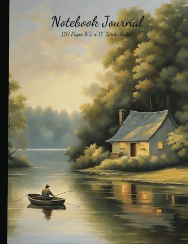Lakeside Fisherman Journal: 110 Wide-Ruled 8.5" x 11" Pages: Fisherman Themed Notebook for Fishing Logs, Notes, and Fishing Trip