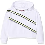 Tommy Hilfiger Girls Hoodies Tommy Hilfiger Mädchen Knitted Tape Hoodie Kapuzenpullover, Weiß (Bright White 123), 110 (Herstellergröße: 5)