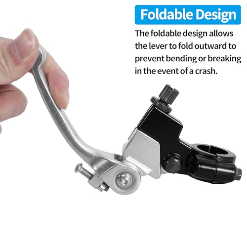 Rutu Folding Clutch Brake Lever Kit,7/8 Inch 22Mm Aluminum Dirt Bike Clutch Lever For 110Cc 125Cc 140Cc Ttr Ssr Xmotos Taotao Apollo Dbx15/18/19 Pit Dirt Bike Motorcycle-Silver thumb #3
