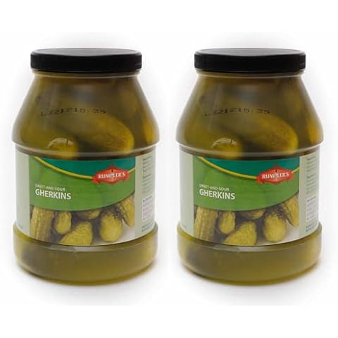RUMPLERS Sweet & Sour Pickled Whole Gherkins - Sealed Jar - Multipack - 2 Jars x 2.3kg Cover