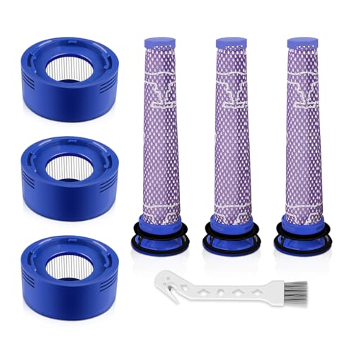 E.luo 6 Pack Vacuum Filter Replacement Kit for Dyson V7, V8 Animal and V8 Absolute Cordless Vacuum, 3 Post Filter, 3 Pre Filter, Replaces Part # 965661-01 & 967478-01