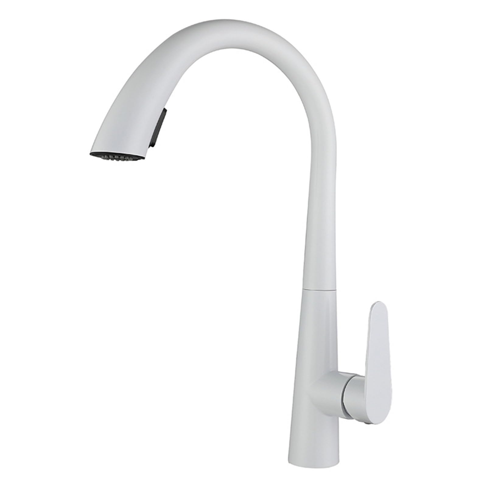 Grifo de cocina blanco, alta presión con pulverizador extraíble, giratorio 360°, acero inoxidable, grifo mezclador de cocina con ducha, 2 tipos de chorro de agua