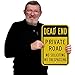 SmartSign 18 x 12 inch “Dead End - Private Road, No Soliciting, No Trespassing” Metal Sign, 63 mil Laminated Rustproof Aluminum, Black and Yellow