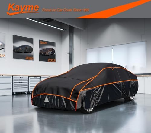 Image of Kayme Hail Protector SUV Car Cover,Anti Hail Thickened Multi-Layered EVA Car Cover Waterproof All Weather with Wind Straps, Outdoor Hail Protection Cover, Fit SUV Jeep-Length(208 to 211 Inch)