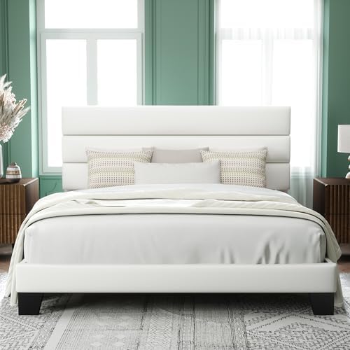 Allewie King Size Platform Bed Frame with Velvet Upholstered Head...