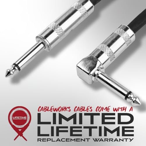 Image of Cableworks by Gator Cases Backline Series 10 Ft Straight to Right Angle Instrument Cable (GCWB-INS-10RA)