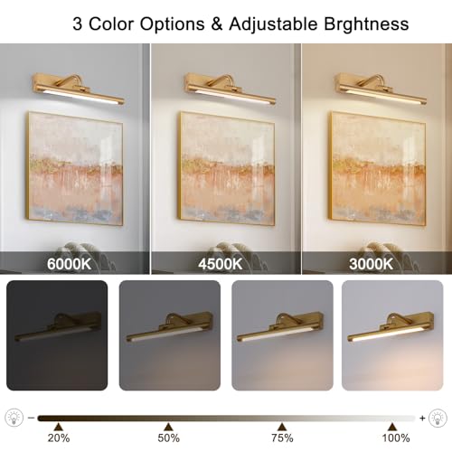 Luminária de LED de 30,5 cm, moderna, sem fio, para galeria com bateria recarregável, luz de parede